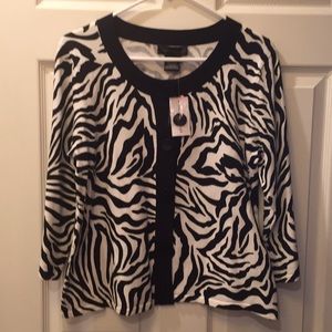 Cable & Gauge Zebra 🦓 Button Up Cardigan Sweater Size L